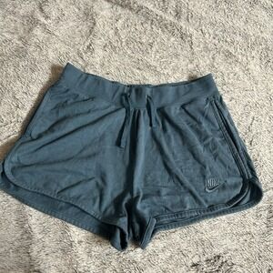 Nike Sweat Shorts Womens M Blue Club Fleece Mid Rise 3" Swoosh Logo Lounge Gym